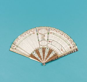 Vějíř vytištěný s „Fanology or the Ladies Conversation Fan“ od Charlese Francise Badiniho, vydáno 1797 od English School