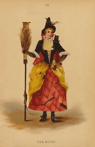 Oblečení pro maškarní: Čarodějnice (barevná litografie) od English School