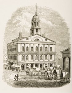 Faneuil Hall, Boston, kolem roku 1870, z „American Pictures“ vydané společností Religious Tract Society, 1876 od English School