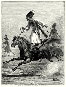 Jezdecké výkony kavkazských kozáků (rytina) od English School