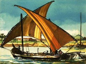 Lodě Felucca na řece Nil od English School