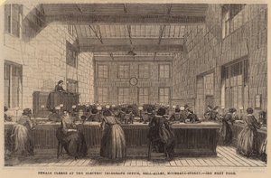 Úřednice v kanceláři Electric Telegraph, Bell Alley, Moorgate Street od English School