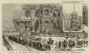 Festival Společnosti německých umělců v Míšni, recepce v Albrechtschloss (rytina) od English School
