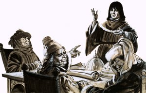 Filippo Brunelleschi mluví s představiteli města ve Florencii od English School