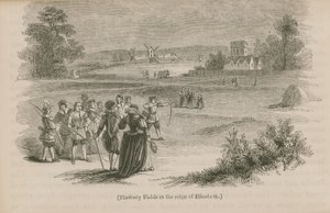 Finsbury Fields za vlády královny Alžběty I od English School