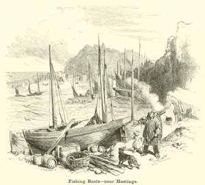 Rybářské lodě, poblíž Hastings od English School