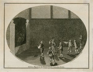 Pětky, hrané na tenisovém kurtu, Leicester Fields od English School