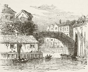 Fleet Bridge, Londýn v 17. století, z „Národních a domácích dějin Anglie“ od Williama Hickmana Smith Aubrey (1858-1916), publikováno v Londýně, kolem roku 1890 od English School