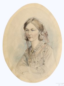 Florence Nightingale, podle fotografie Lenthall, 1956 (tužka a mytí na papíře) od English School