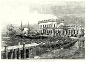 Folkestone a jihovýchodní pobřeží (rytina) od English School