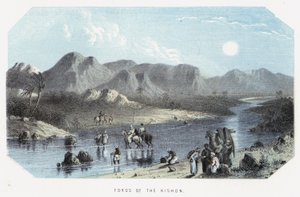 Fords of the Kishon (barevná rytina) od English School