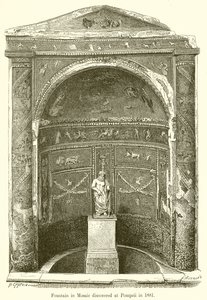Fontána v mozaice objevená v Pompejích v roce 1881 od English School