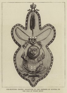 Fox-Hunting Trophy, kterou rakouské císařovně předal Isle of Wight Hunt (rytina) od English School