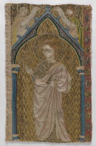 Fragment orphrey (lněné, hedvábné a zlaté nitě) od English School