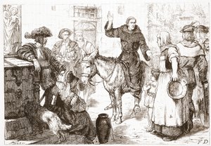 Francis Lambert Preaching, ilustrace z Historie protestantismu od Jamese Aitkena Wylie (1808-1890), pub. 1878 od English School
