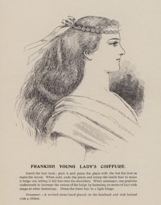 Francouzský účes mladé dámy (rytina) od English School