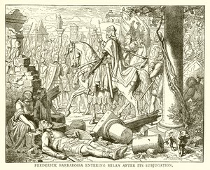 Frederick Barbarossa vstupuje do Milána po jeho podrobení od English School
