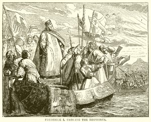 Frederick I. překračující Bospor od English School