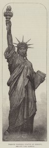 Francouzská kolosální socha svobody, pro přístav New York (rytina) od English School