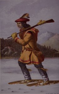 French Fur Trapper v Kanadě v 18. století (barva lito) od English School