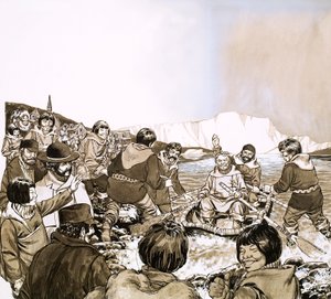 Fridtjof Nansen, norský průzkumník, který se plavil do Grónska (kvaš na papíře) od English School