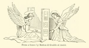 Z fresky Mattea di Gualda v Assisi (rytina) od English School