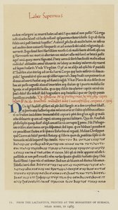 Z Lactantius, vytištěné v klášteře Subiaco, poblíž Říma, v roce 1465 (litho) od English School