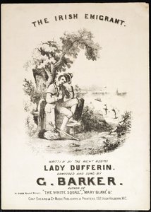Obálka hudebního doprovodu k filmu The Irish Immigrant, jehož autorkou je lady Dufferinová a autorem G. Barker. od English School