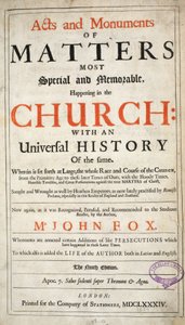 Frontispis , z Acts and Monuments od Johna Foxe, deváté vydání, pub. 1684 od English School