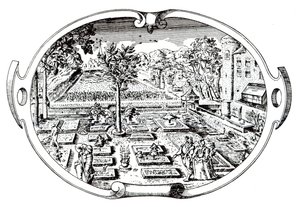 Frontispiece, z Herball, John Gerard (1545-1607), publikoval 1597 od English School