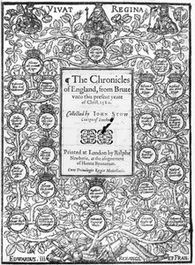 Frontispis The Chronicles of England od Johna Stowa (asi 1525-1605), 1580 od English School