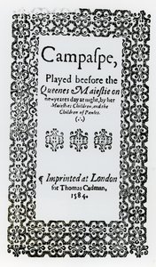 Frontispis do Campaspe od Johna Lylyho (asi 1554-1606) 1584 od English School