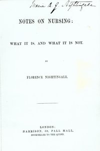 Frontispis k Florence Nightingalesové Poznámky o ošetřovatelství: Co to je a co není, vydané v roce 1860 od English School