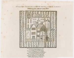 Frontispis do Hollands Leaguer, 1632. Pařížská zahrada od English School
