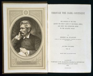 Frontispiece k Through the Dark Continent, Henry M. Stanley, publikoval 1878 od English School