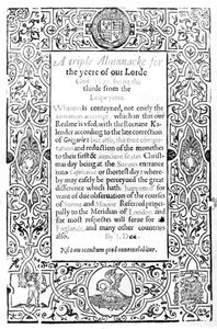 Frontispis římského kalendáře, 1591 od English School