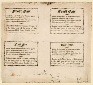 Frost Fair of 1814 - suvenýry vytištěné na ledě od English School