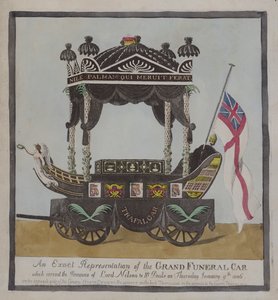 Pohřební vůz, který převážel ostatky admirála lorda Nelsona do katedrály svatého Pavla v Londýně od English School
