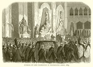Pohřeb lorda Palmerstona ve Westminsterském opatství, 1865 od English School