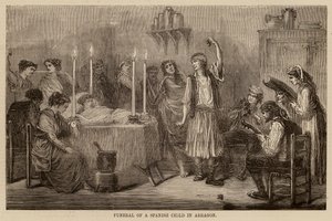 Pohřeb španělského dítěte v Arragonu (rytina) od English School