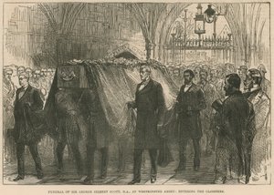 Pohřeb zesnulého sira George Gilberta Scotta, RA, ve Westminsterském opatství, vstup do ambitů od English School