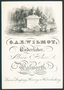 G A E Wilmot, pohřební ústav, živnostenský list od English School