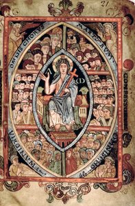 Galba A XVIII f.21r, Kristus ve majestátu, z Athelstanského žaltáře, Old Minster, Winchester, 925-50 (vellum) od English School