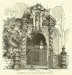 Brána kostela svaté Marie v Oxfordu (rytina) od English School