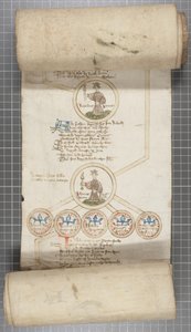 Genealogická role anglických králů, kolem 1440-79 (pero a inkoust na pergamenu) od English School