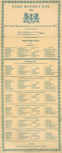 General Bill of Fare for Lord Mayors Day, Guildhall, Londýn, 9. listopadu 1835 od English School