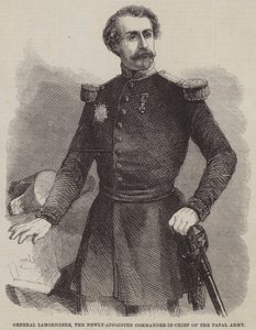 Generál Lamoriciere, nově jmenovaný vrchní velitel papežské armády (rytina) od English School