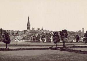 Celkový pohled na Exeter (litografie) od English School
