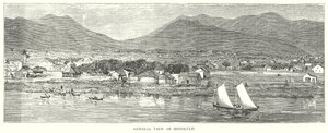 Celkový pohled na Honolulu (rytina) od English School