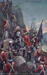 Generál Wolfe při lezení na výšiny Abraham, Quebec, 1759 od English School